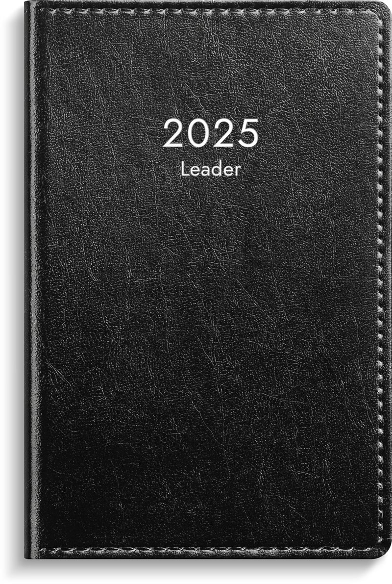 Kalender 2025 Leader svart konstläder inb